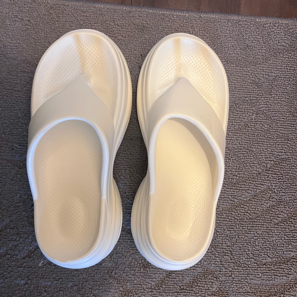 Cream platform sandals